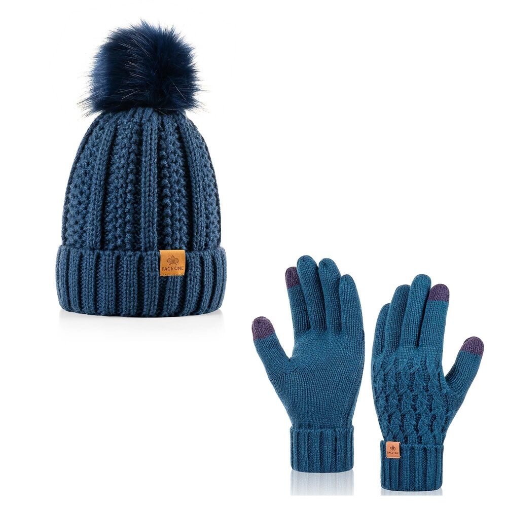 5601 Winter Knitted Beanie Hat Warm Fleece Lined with Pompom Cap Thick